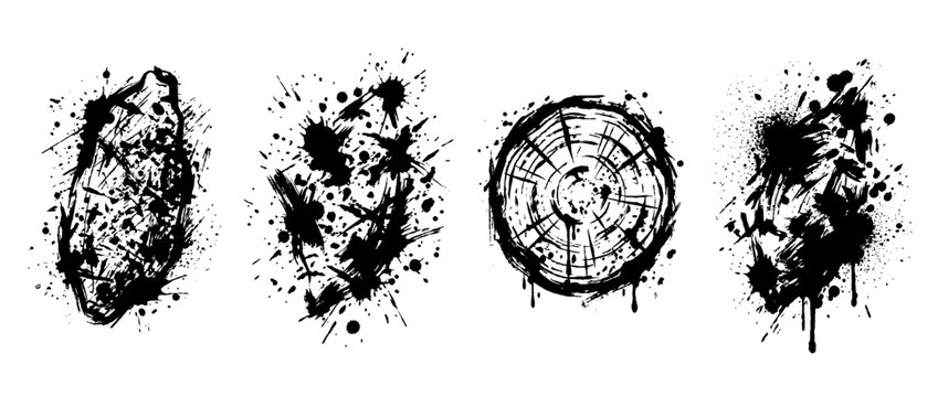 yam , Grunge brush distressed paint splatter vector set 