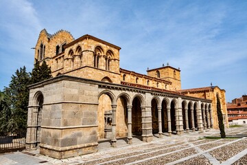 Fototapeta premium The fortified city of Avila located in central Spain the home of Saint Theresa de Jesus and the location of Basilica of St. Theresa, Basilica of Saint Vicente, and the Cathedral of Avila