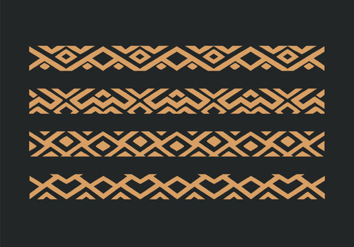ethnic culture african line border pattern hand drawn vector design element