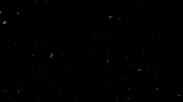 Abstract white particles slowly floating and swirling against a black background for overlay