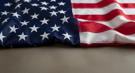 Obraz premium A close-up shot of the American flag waving and the star and stripes displayed