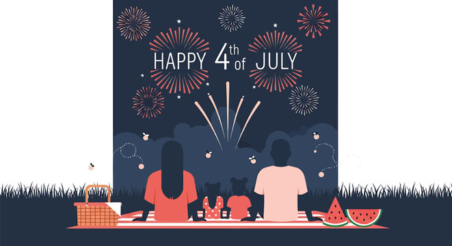 4th of July, Independence Day, Patriotic Celebration, Summer Fireworks, Family Picnic