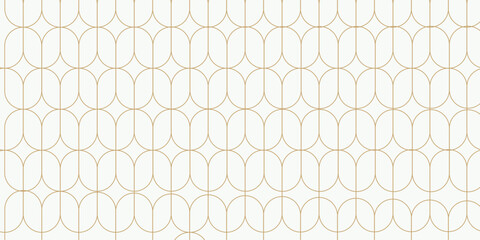 Art deco seamless pattern with striped line and oval shape, vector illustration. © Abd Syukur