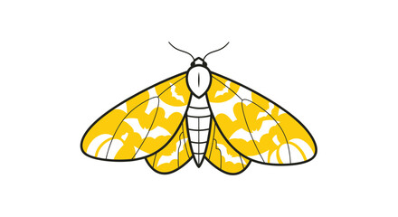 Vibrant Yellow Moth Illustration - Graphic Design Insect Icon © Reza