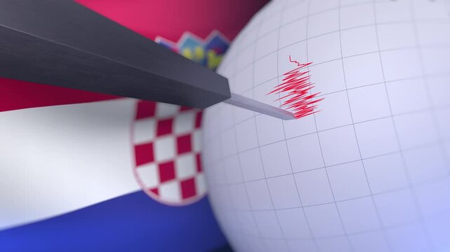 Croatia Flag with Earthquake Warning Background Animation