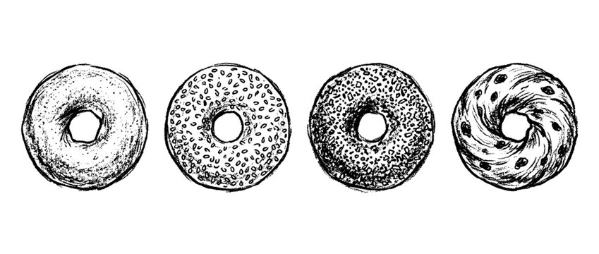 bagel , chalk texture vector set
