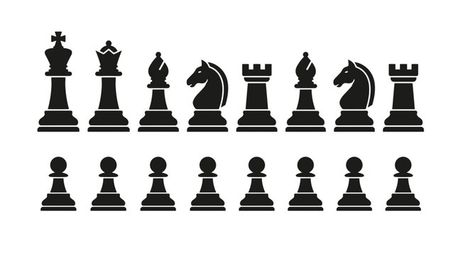 Black chess pieces set arranged in strategic formation