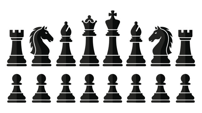Black chess pieces set