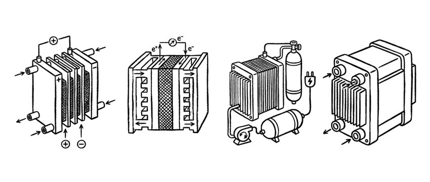 fuel cell , chalk texture vector set