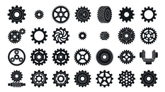 Collection of various mechanical gears and cogs