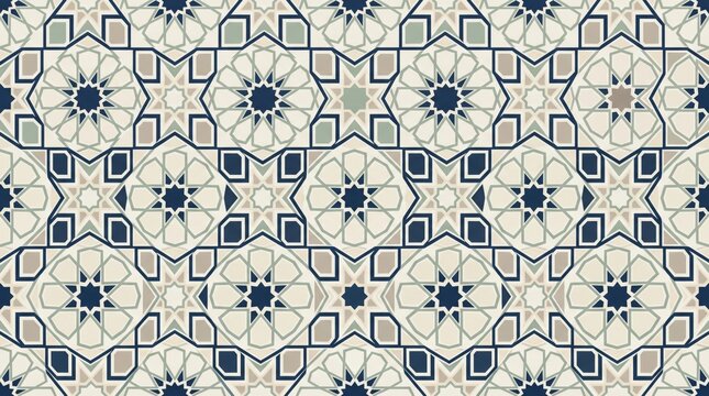 Geometric pattern with starburst designs and hexagonal frames
