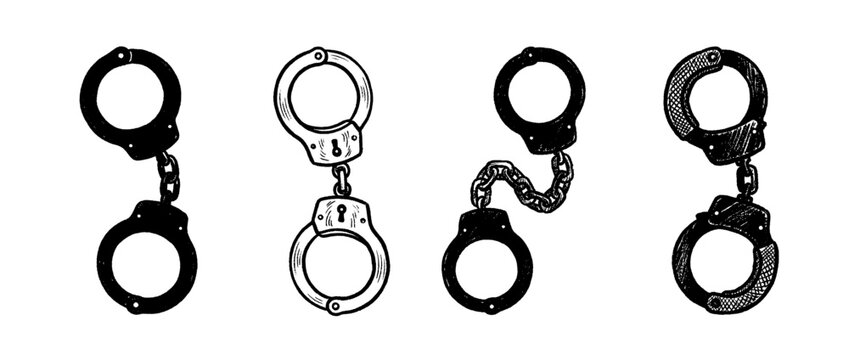 handcuffs , chalk texture vector set