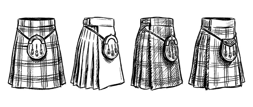 kilt , chalk texture vector set