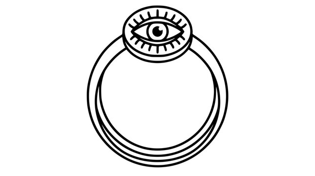 Mystical Evil Eye Protection Ring Vector Illustration