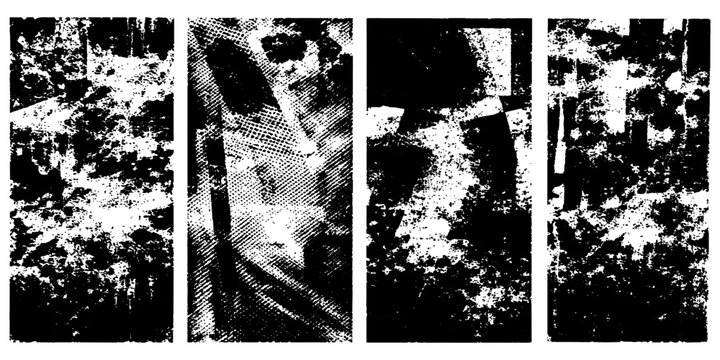 Abstract black and white grunge background featuring a vintage vector design with ink paint splashes and a dirty splat texture frame for an artistic banner element