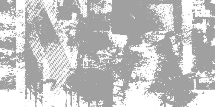 Black and white abstract grunge background vector featuring a dirty ink splatter pattern with a rough vintage paint brush texture and a grungy paper border design