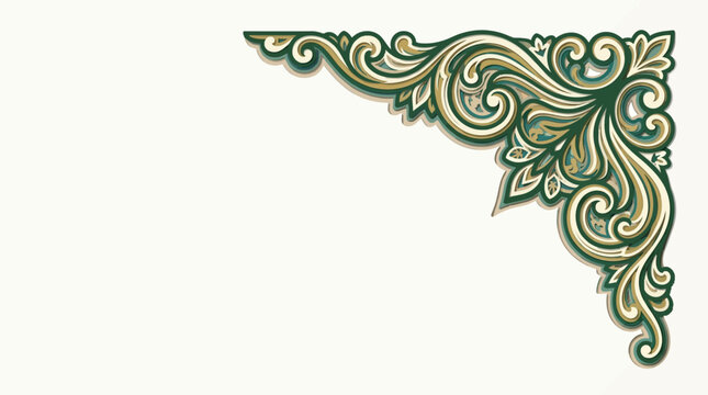 Green ornate decorative corner design element.