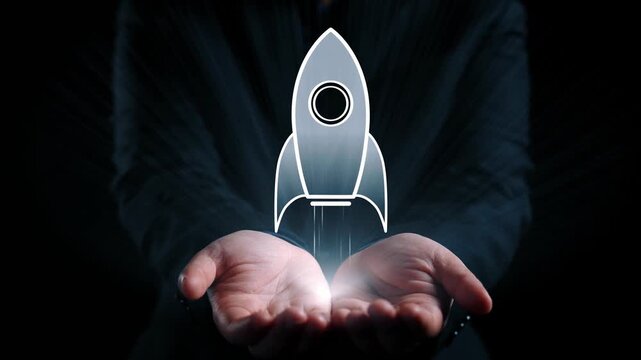Startup launch and business growth concept, rocket symbolism, entrepreneurship, startup innovation, and early-stage success strategies for new business development and expansion. Elide