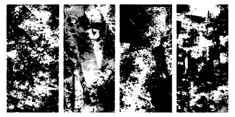 Abstract grunge vector background featuring a dirty black ink splash texture with floral pattern design and a spray paint splat border © hossain