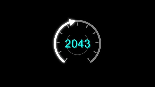 Counting clock icon animation. Counting years from 2026 to 2066 animation. and creating a stunning animation 4k animation .