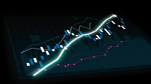 Business growth concept in allusive graph chart showing marketing sales profit increasing to future target . Excellent financial status of corporate business rise up . Finance and money 3D rendering .