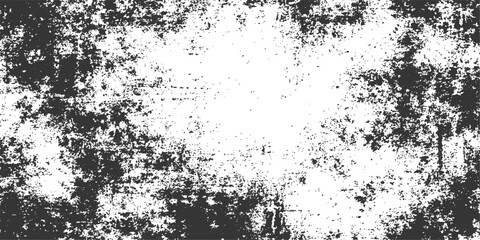 An abstract black and white grunge background featuring a vintage floral design with ink splashes and a dirty vector texture border for an artistic wallpaper illustration © hossain