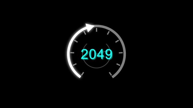 Counting clock icon animation. Counting years from 2026 to 2080 animation. and creating a stunning animation 4k animation .