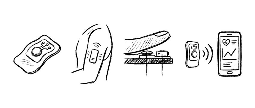 wearable biosensor , chalk texture vector set