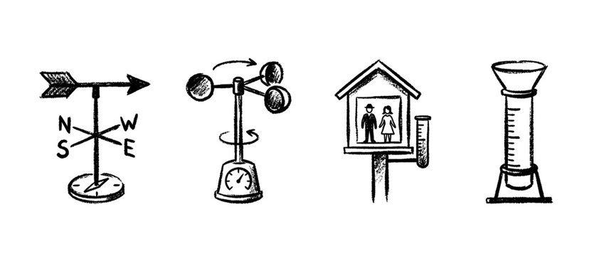 weather station , chalk texture vector set