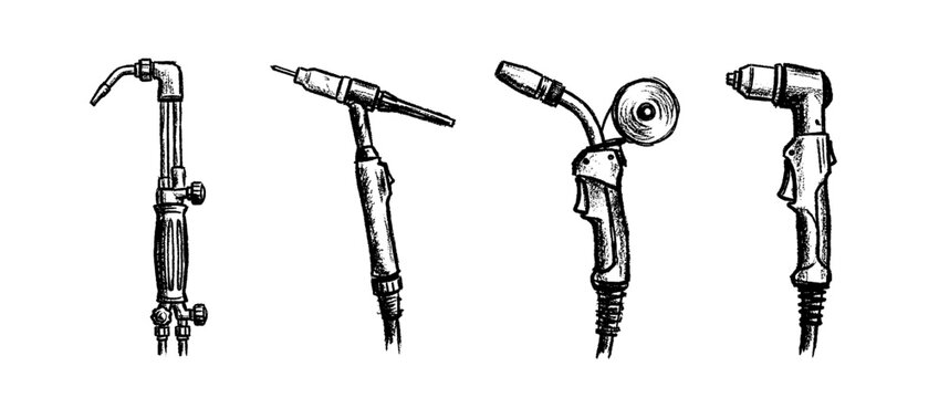 welding torch , chalk texture vector set