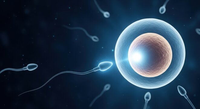 Fertilization process of an egg and sperm