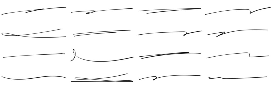 手書きのアンダーラインセット ペンで引いたような幅広で使いやすい黒色のあしらい