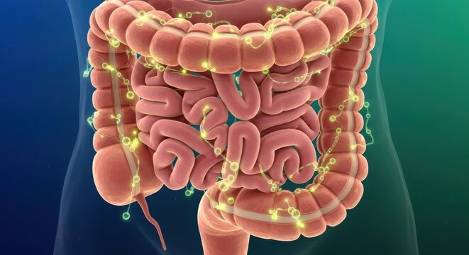 Detailed illustration of the human digestive system