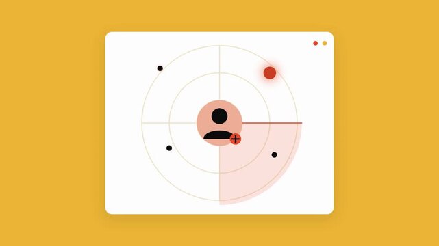 Digital radar interface scanning for user location on a circular grid display