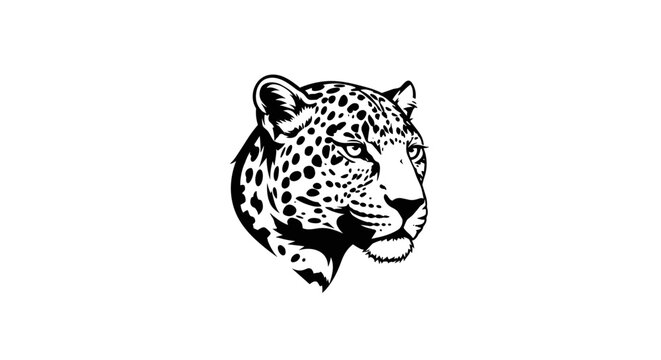 Black and white leopard head portrait.