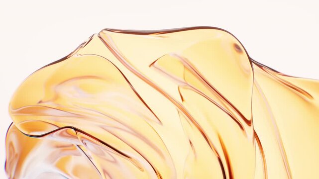 Flowing transparent golden wave cloth background, 3d rendering.