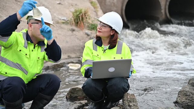 Expert biologists are examining water flowing from pipes into natural rivers for contaminants.