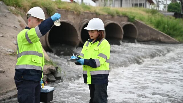 Environmental experts are investigating for contaminants in the water flowing from pipes into natural rivers.