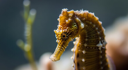 Naklejka premium Seahorse portrait detailed marine life photography on transparent background high quality professional