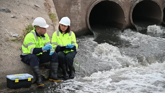 Environmental experts are investigating for contaminants in the water flowing from pipes into natural rivers.
