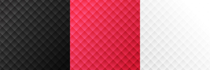 Fototapeta premium Luxury Abstract Geometric Diamond Pattern Set. Premium Quilted Texture Background in Black, White, and Red. Vector Illustration