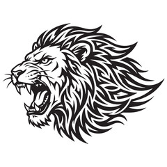 Fototapeta premium Roaring lion head mascot tribal tattoo design.