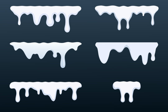 White dripping goo shapes set of viscous fluid forms