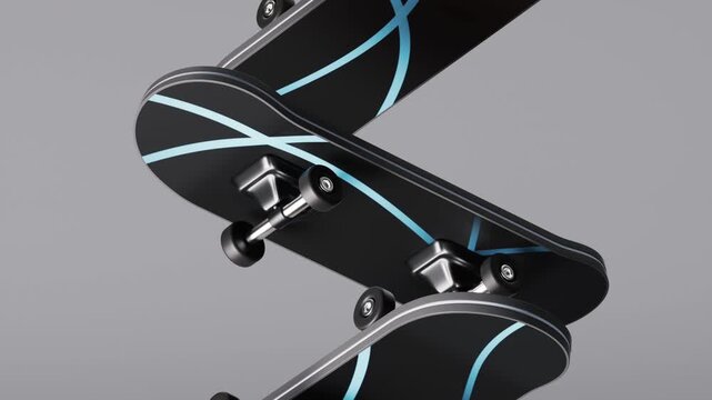 Cartoon skateboard, sports activity, 3d rendering.