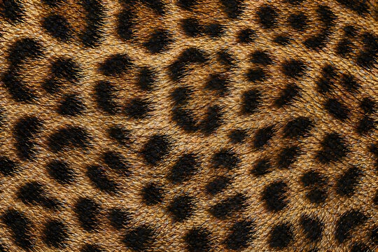 Close-up texture of a leopard's spotted fur coat with intricate patterns