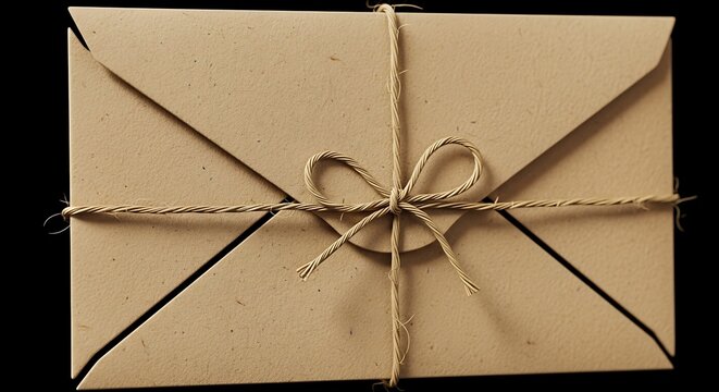 Kraft envelope tied with string