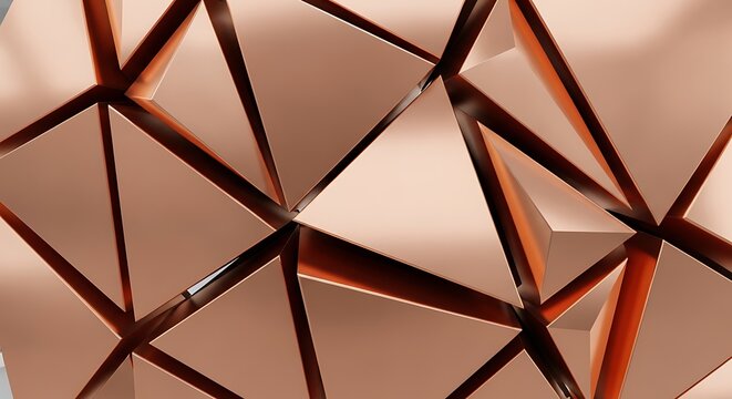 Geometric copper triangles abstract background