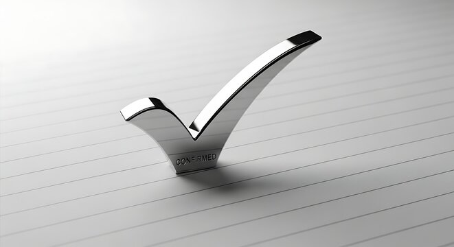 Silver check mark with confirmed
