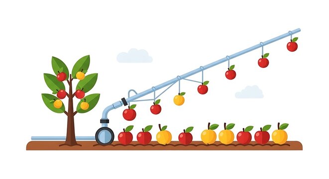 Automated fruit picking machine harvesting.