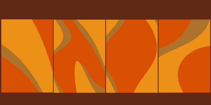 Orange retro wavy background vector set. Simple illustration vector background with organic wavy shapes in warm orange and earth tones for modern minimalist poster cover designs.